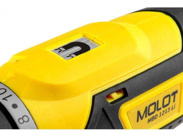 Аккум дрель-шуруповерт MOLOT MBD 1213 Li в кор 120 В 1 акк 13 Ач Li-Ion 1 скор 15 Нм шурупы до 6 мм MBD1213Li0006