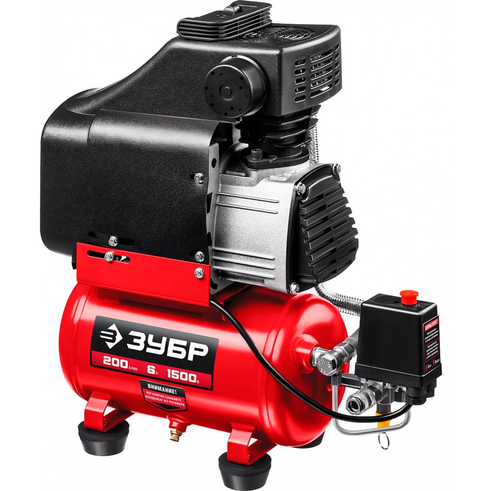 Компрессор Зубр МАСТЕР воздушный поршневой безмасляный 1500Вт 200лмин 6л КП-200-6