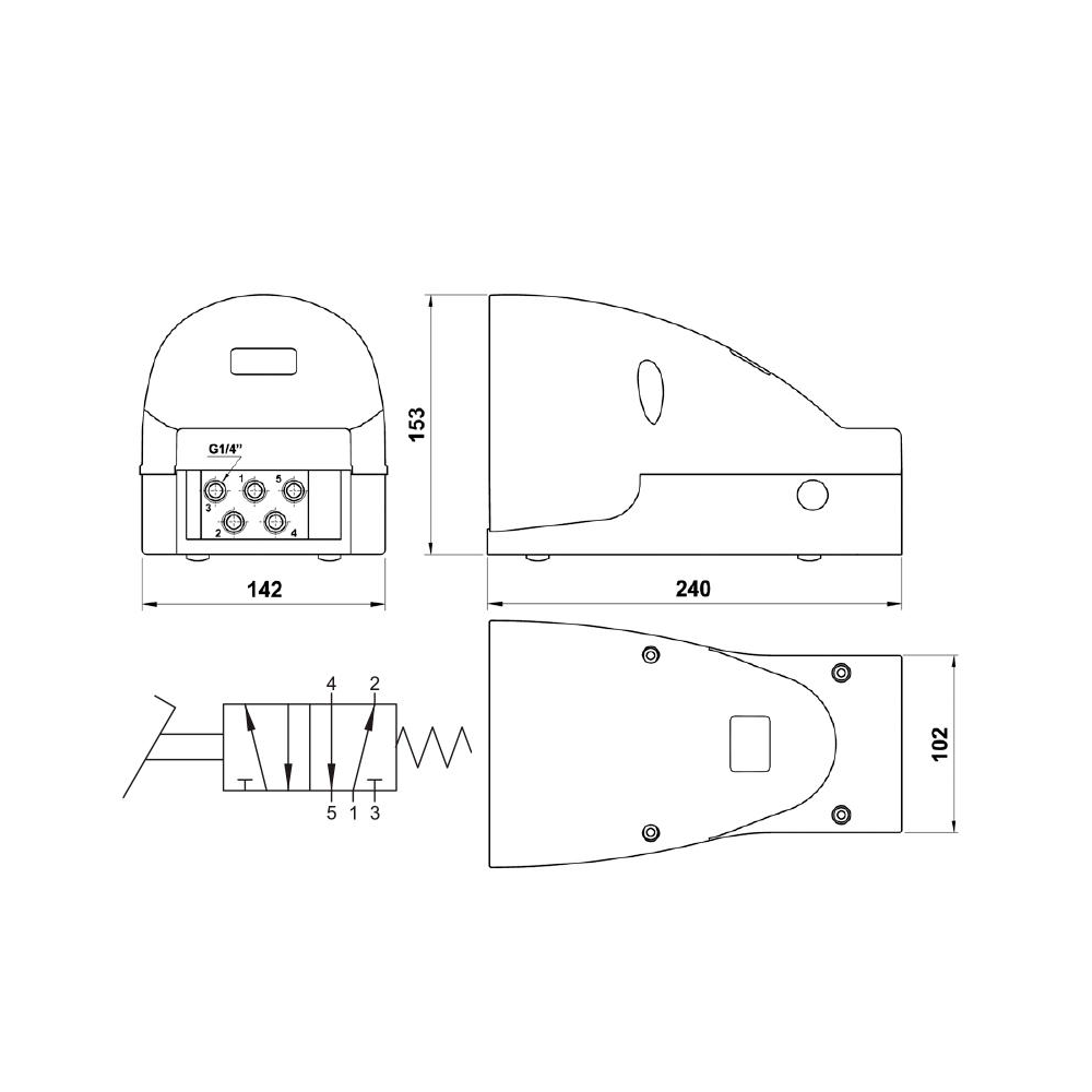 Педальный распределитель Aignep 06V0000001 моностабильный с защитным кожухом