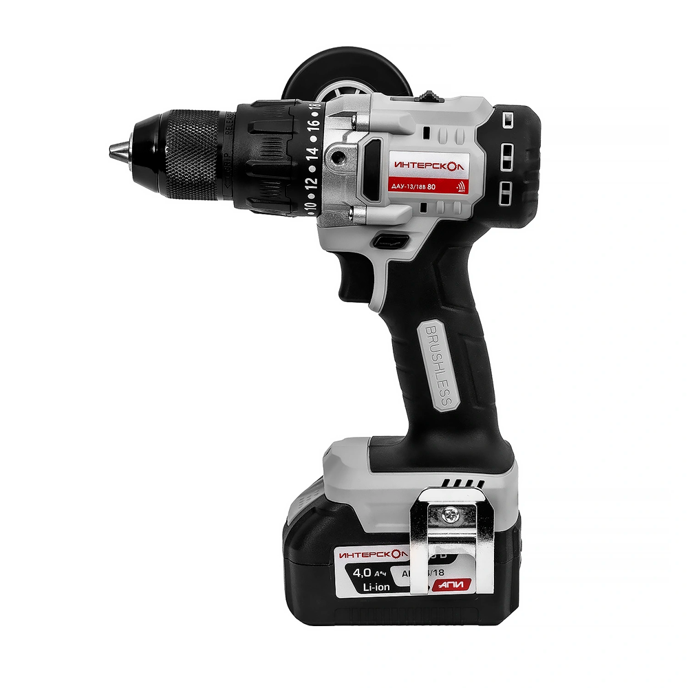 Аккум бесщеточная дрель-шуруповерт Интерскол ДАУ-1318В 80 кейс 1 аккум 40Ач ЗУ