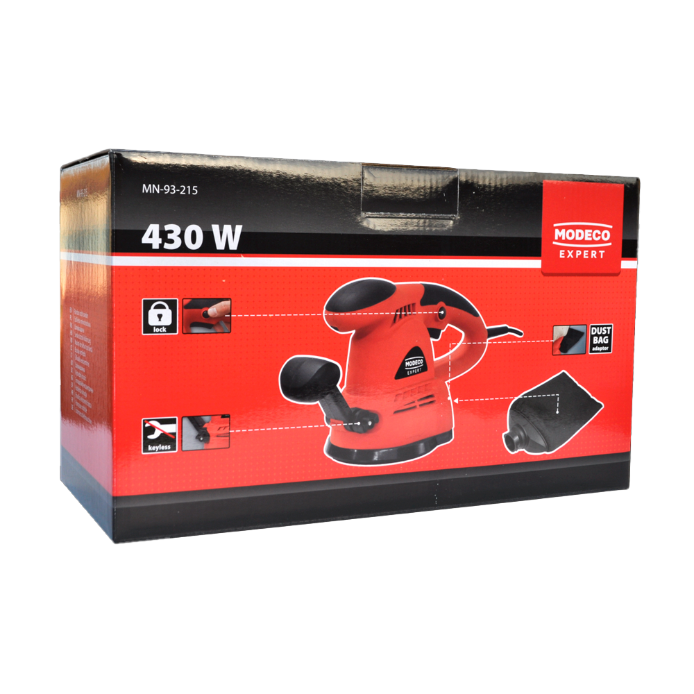 Шлифовальная машина эксцентриковая MODECO EXPERT MN-93-215 125мм 430Вт