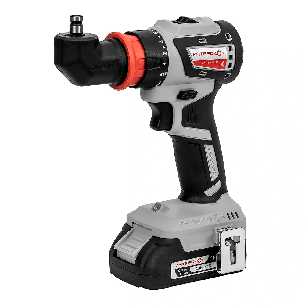 Аккум бесщеточная дрель-шуруповерт Интерскол ДА-1318В 50 Li-ion кейс 2 аккум 2Ач 4 насадки