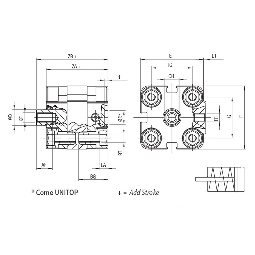 Пневмоцилиндр 20х25 Aignep WB0200025 компактный