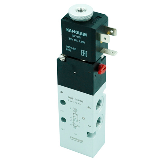 Распределитель 5/2 электропневматический Camozzi 3N58-015-02 моностабильный