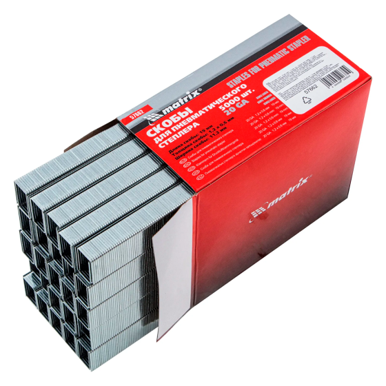 Скоба 20GA - 19 мм, шир. - 1,2 мм, тол. - 0,6 мм, шир. скобы - 11,2 мм / 5000шт // MATRIX [57662]