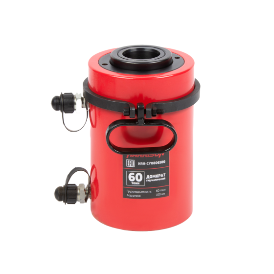 Домкрат гидравлический с полым штоком, двухполостной 60 т, ход 100 мм [HRH-CY0806100]
